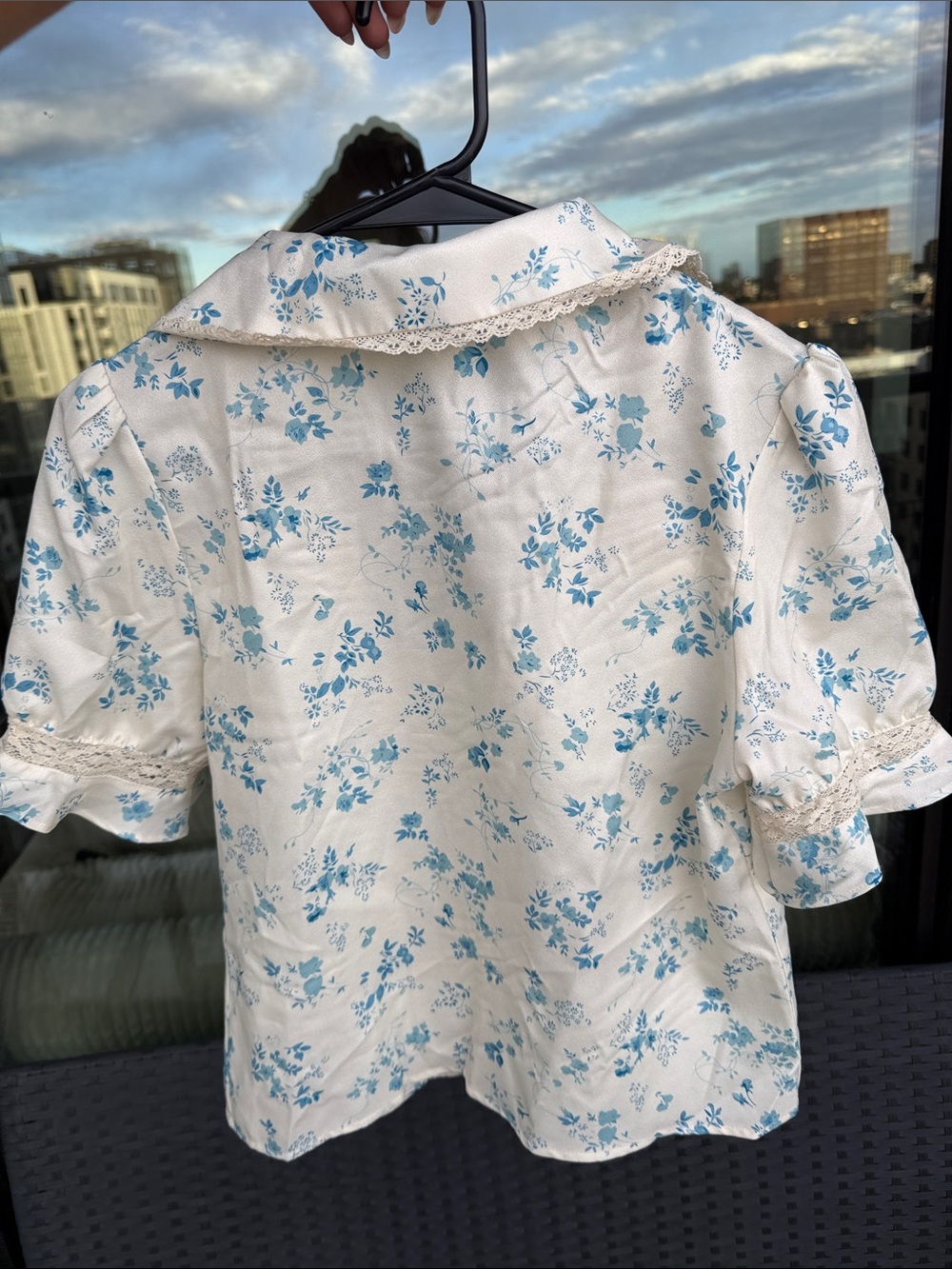 RIHOAS Cream Blouse with Blue Floral Print - Picture 2 of 5
